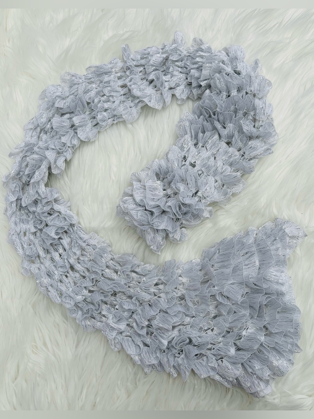 Sparkly White Ruffle Scarf